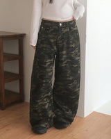 Weta Back Pocket Snap Pintuck Bizo Wide Military Cotton Pants