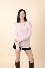 Loose Fit Corsage Knit Pink