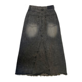 Rough denim long skirt
