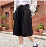 バルーン カーブド サイドタック バミューダ パンツ ブラック