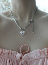 snow heart necklace | 하얀 눈 하트 목걸이