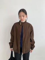 ユサキ ハリントン ボタン ブルゾン ジャケット