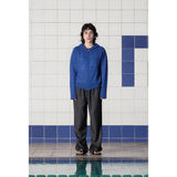 ARGYLE ELBOW KNIT ZIP-UP HOODIE / BLUE