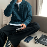 Liu Cable Semi Zip Up Karanite