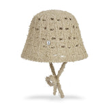 VA Curved Oval Metal Knit Punching Bucket Hat / Beige