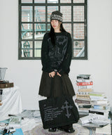 Grunge Angel Graphic Damage Knit - BLACK