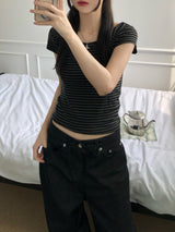 Noah Stripe U-neck T-shirt (3 colors)