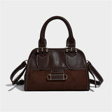 Autumn Winter Two-Tone Faux Leather Classic Tote Cross Bag