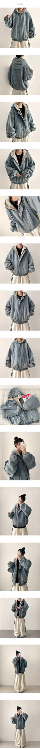 ティアワングオーバーフィットデニムフードジャンパー