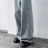 3Dパネルド ウォッシュド ワイドレッグ デニム