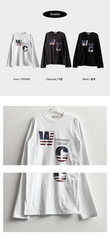 Dunk American Flag レタリング 長袖Tシャツ