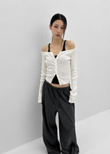 [MADE] Momori Ribbed Wide U-Neck Knit Cardigan