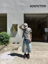 Rope Light Washing Bermuda Denim Pants