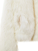 COMELY soft fur crop hoodie jacket [ivory]