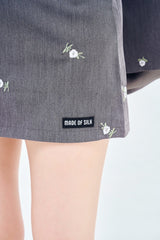 Flower embroidery mini skirt