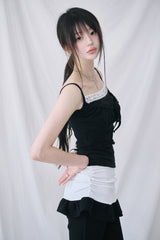 [MADE] Fromdi Ribbon Shirred Lace Sleeveless
