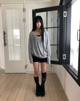 Hibe Button Linen Sweatshirt