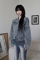 Vintage Washing Crop Denim Jacket