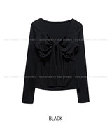Hina Shirring Tie Ribbon Long Sleeve
