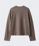 Waffle Crop Henley Neck T-shirt Ash Beige