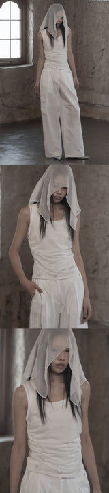 [mnem] Metal Logo Rib Tank (white)