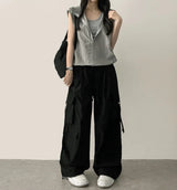 Send-banding two-pocket cargo wide pants