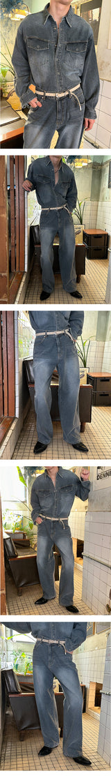 [PREMIUM][SET UP가능] Saints western denim shirts(2color)