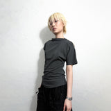 ASYMMETRIC DRAPED T-SHIRT: CHARCOAL