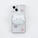 [phone grip] silver cat