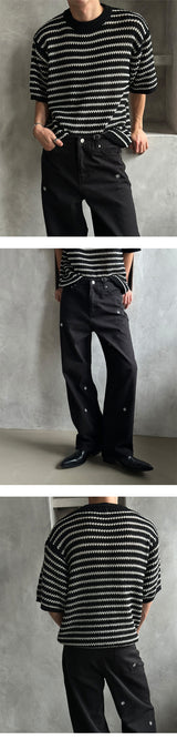 [S/S] Saint stripe half knit (3color)