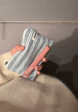 Terry stripe flat pouch - gray , M size