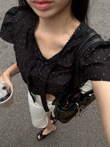 [MADE] Shimiz Dotted Puff Blouse