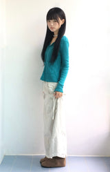 Vintage pocket washed long skirt