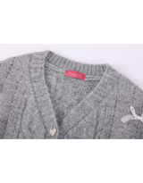 Dearlin Lace Oversized V-Neck Knit Cardigan Gray