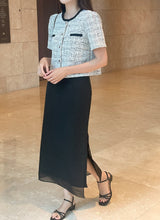 Vezn Color Matching Tweed Short Sleeve Jacket