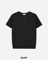 Needle Henley Neck Short Sleeve Knit