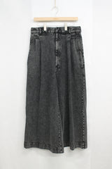 Washed Denim Wide Pants