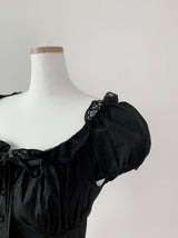 Yuka lace flare black blouse
