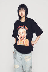 24FW スクリームボーイレタリングベビーフェイス半袖Tシャツ ブラック