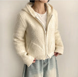 Liat Pocket Point Fluffy Fleece Hooded Zip-Up