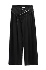 ベルトセット スナップ ワイド ピンタック スラックス