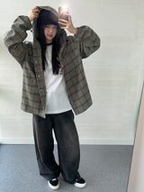 (UNISEX) Brany フランネルフードシャツ
