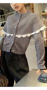 Cape Lace Frill Knit Cardigan
