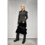 HIGH NECK ZIP-UP: GREY