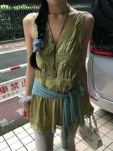 Dear. Antique Satin Lace Slip Mini Dress