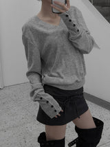 Zven Button V-Neck Knit