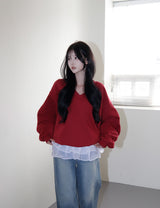 [MADE/6color] Pony, V-neck loose fit trainer