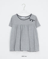 Nata Button Dot Raglan Short Sleeve Tee