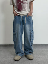 String Wide Cargo Denim PT