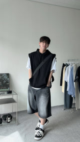 AD brush bermuda black denim